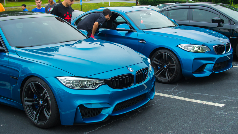 So it was almost impossible for me to get a good contrast when editing these BMW photos, but the blue M3 is not the same color as the M2. The M3 is in ‘Atlantis Blue’ and has a greener shimmer than the gorgeous ‘Long Beach Blue’ on the M2. I think I’d go with the ‘Long Beach,’ but both are fantastic. Also, the little blue accent in the grille of the M3 is knuckle-biting.